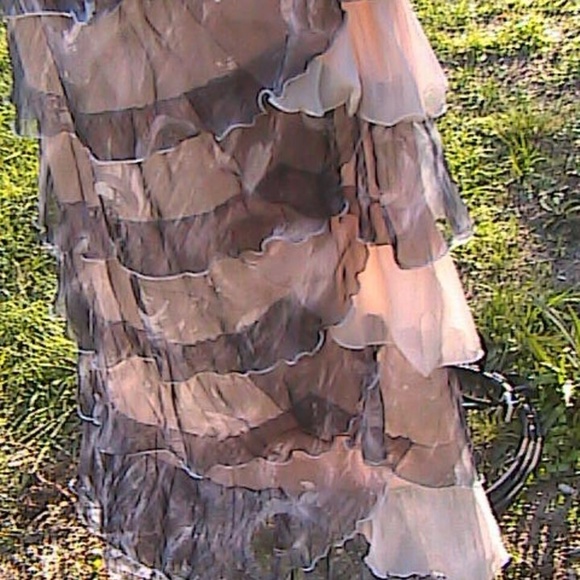 Multicolor Chiffon Light Pink & Gray Layer Skirt - Picture 3 of 8